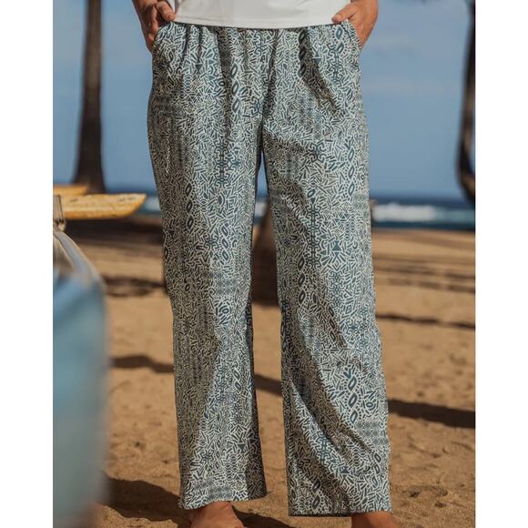 Women's Blue Patterned Wide Leg Pants - Picture 2 of 11